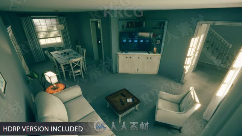3D都市现代独栋别墅住宅室内场景道具Unity游戏素材资源