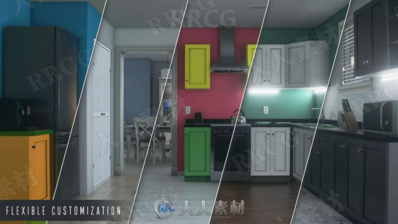 3D都市现代独栋别墅住宅室内场景道具Unity游戏素材资源