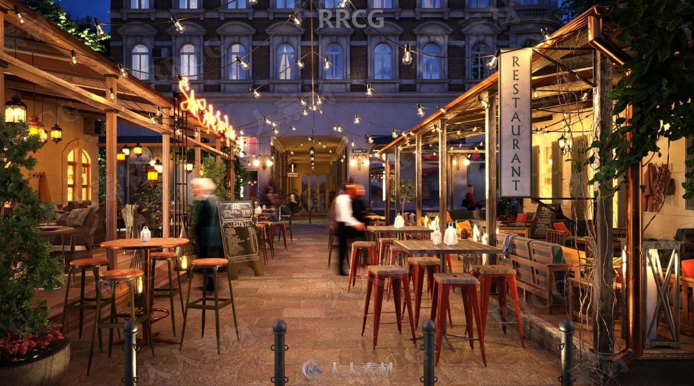 10组高质量欧式餐厅咖啡厅建筑外部场景3D模型合集 Evermotion Archexteriors第36季