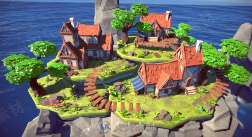 卡通城镇场景建模工具Unity游戏素材资源