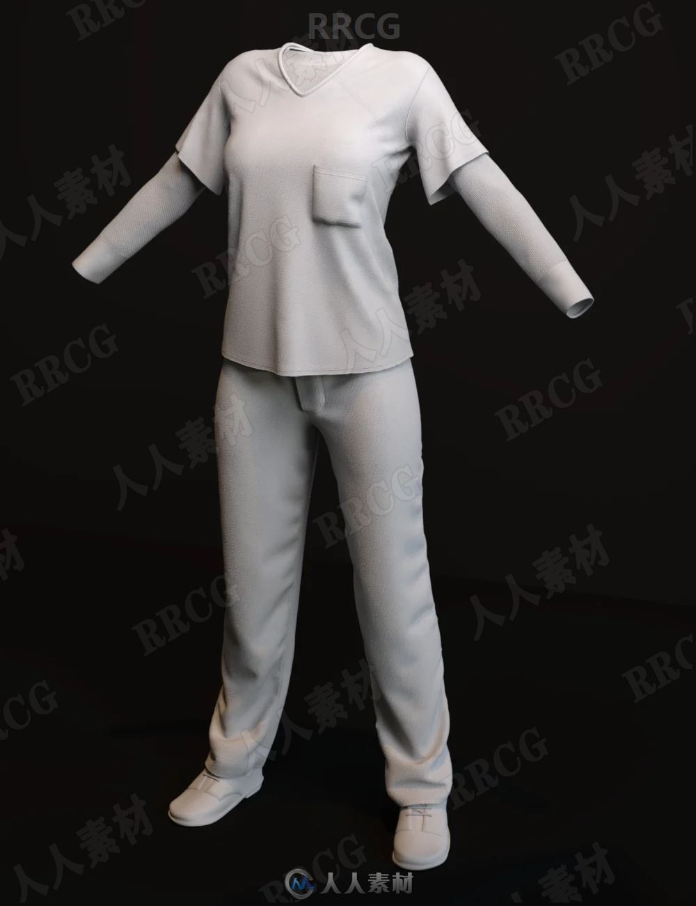监狱犯人女性囚服服饰套装3D模型合集