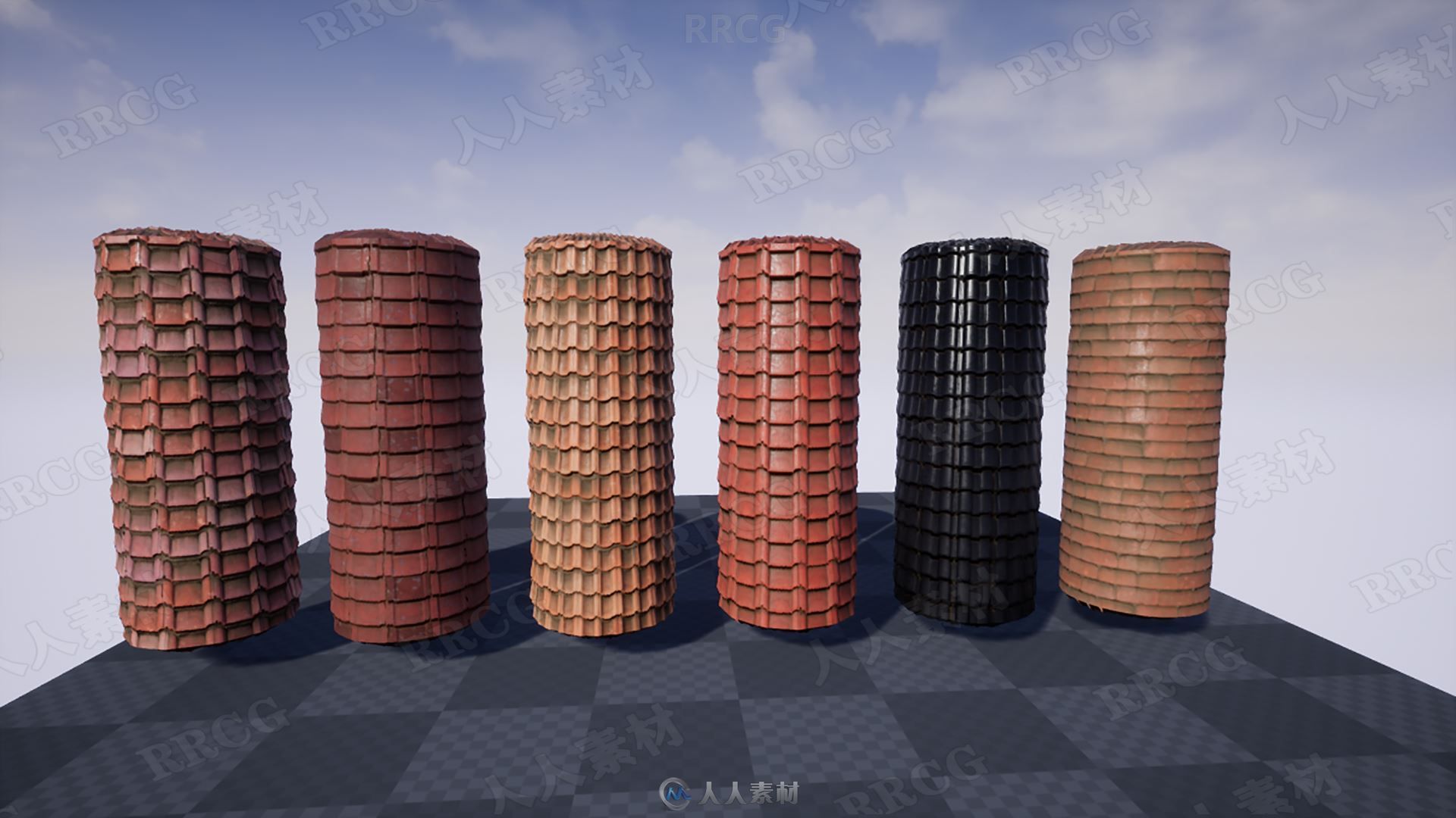 8种现实屋面瓦材料包装Unreal Engine游戏素材资源