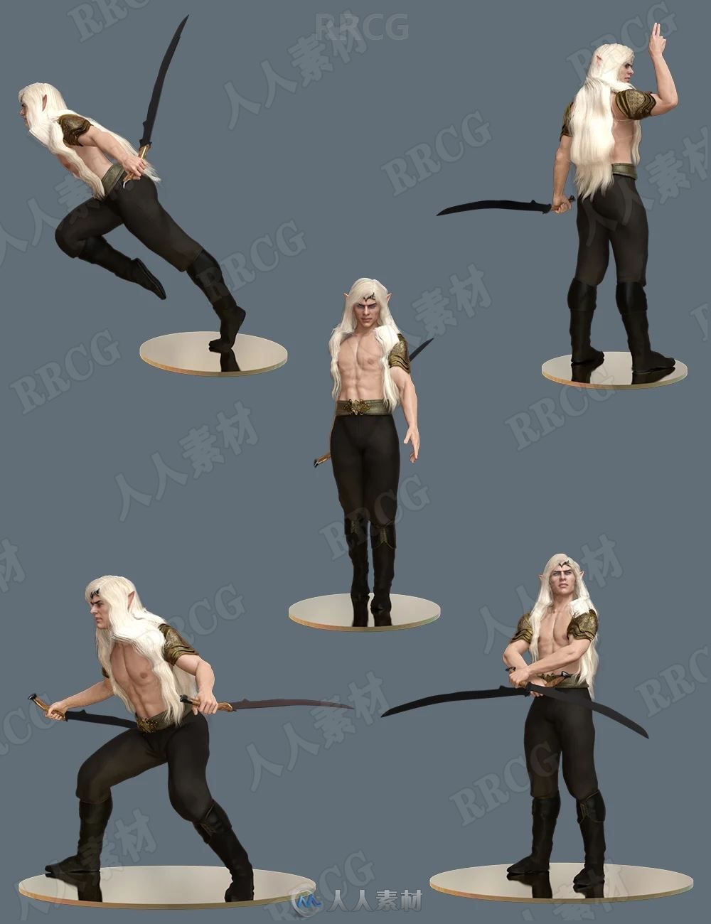 幻想王室精灵青年健壮男性角色3D模型合集