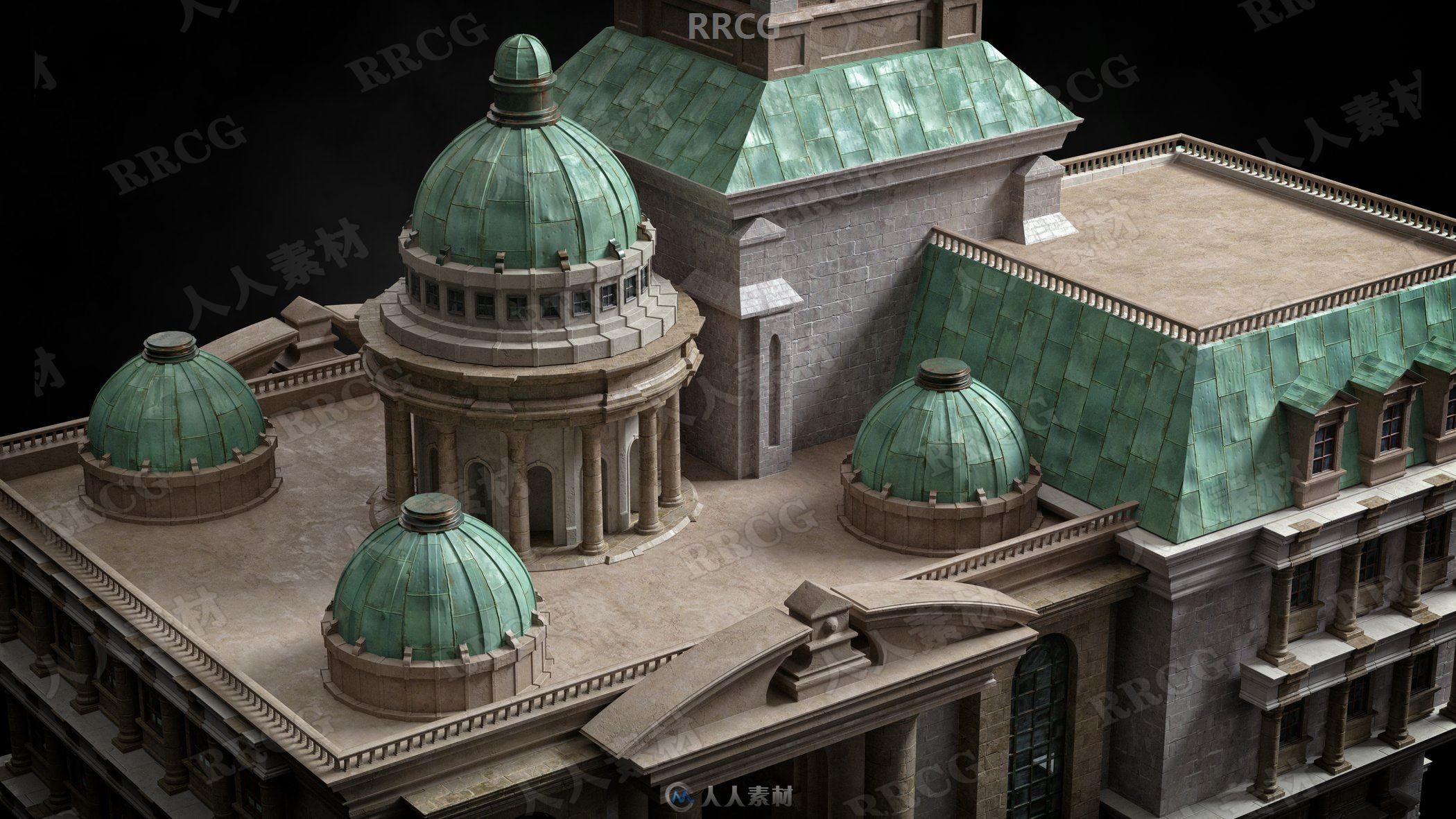 古典罗马联邦城市市政广场殖民地建筑景观3D模型合集
