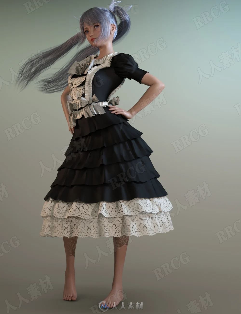 可爱蕾丝蝴蝶结花朵公主连衣裙服饰3D模型合集