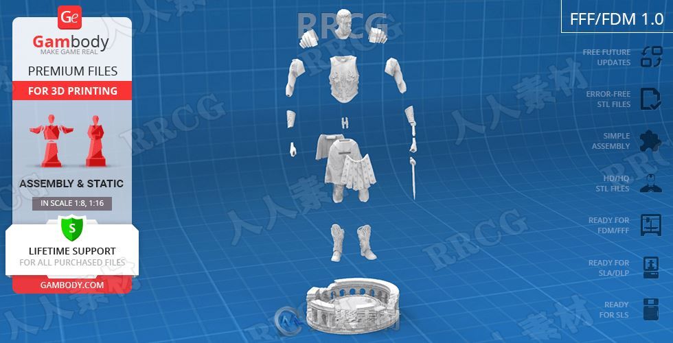 3D打印Maximus角斗士雕刻角色3D模型