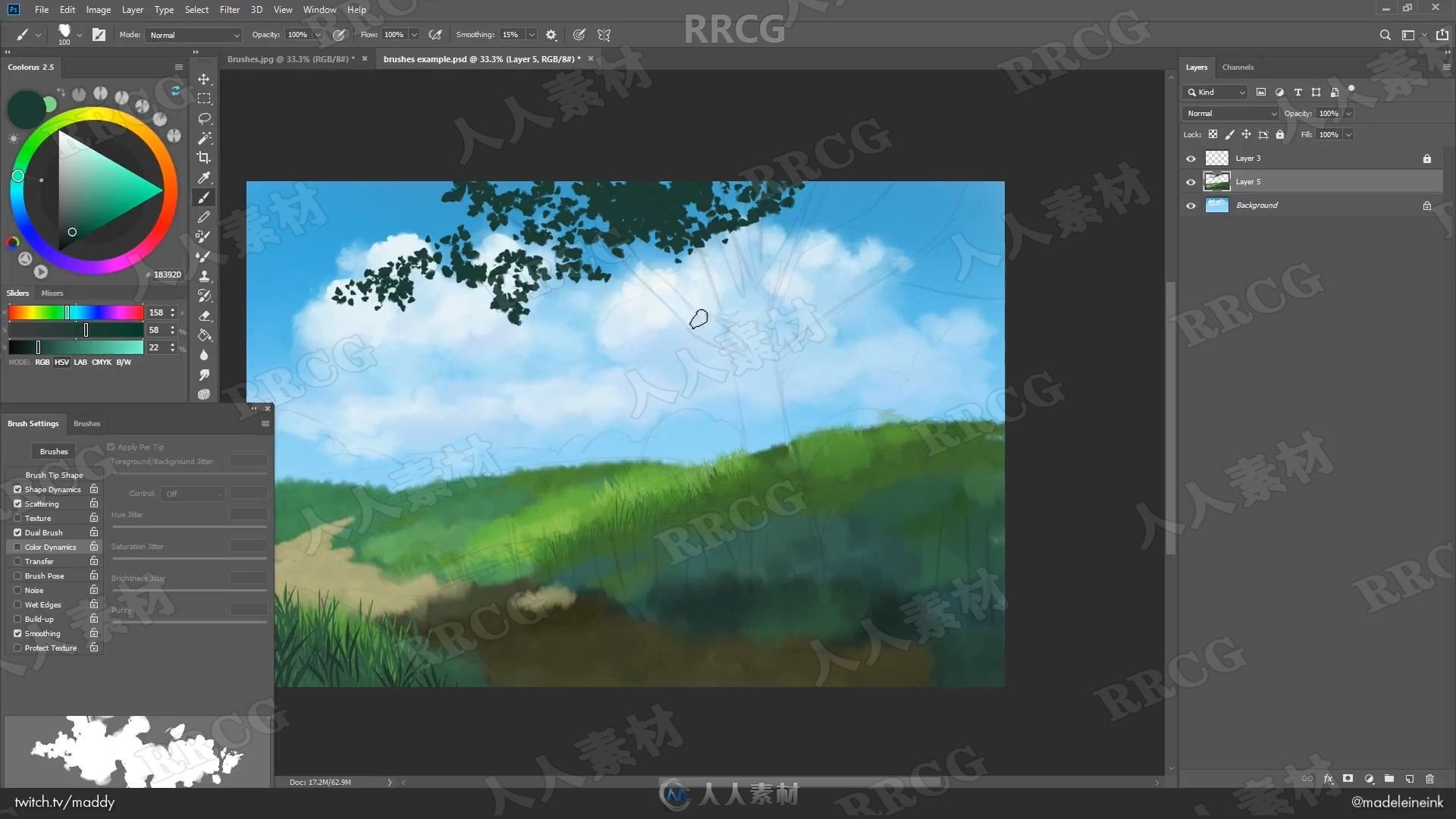 吉卜力Ghibli绘画风格自然风景数字绘画视频教程 附百种笔刷