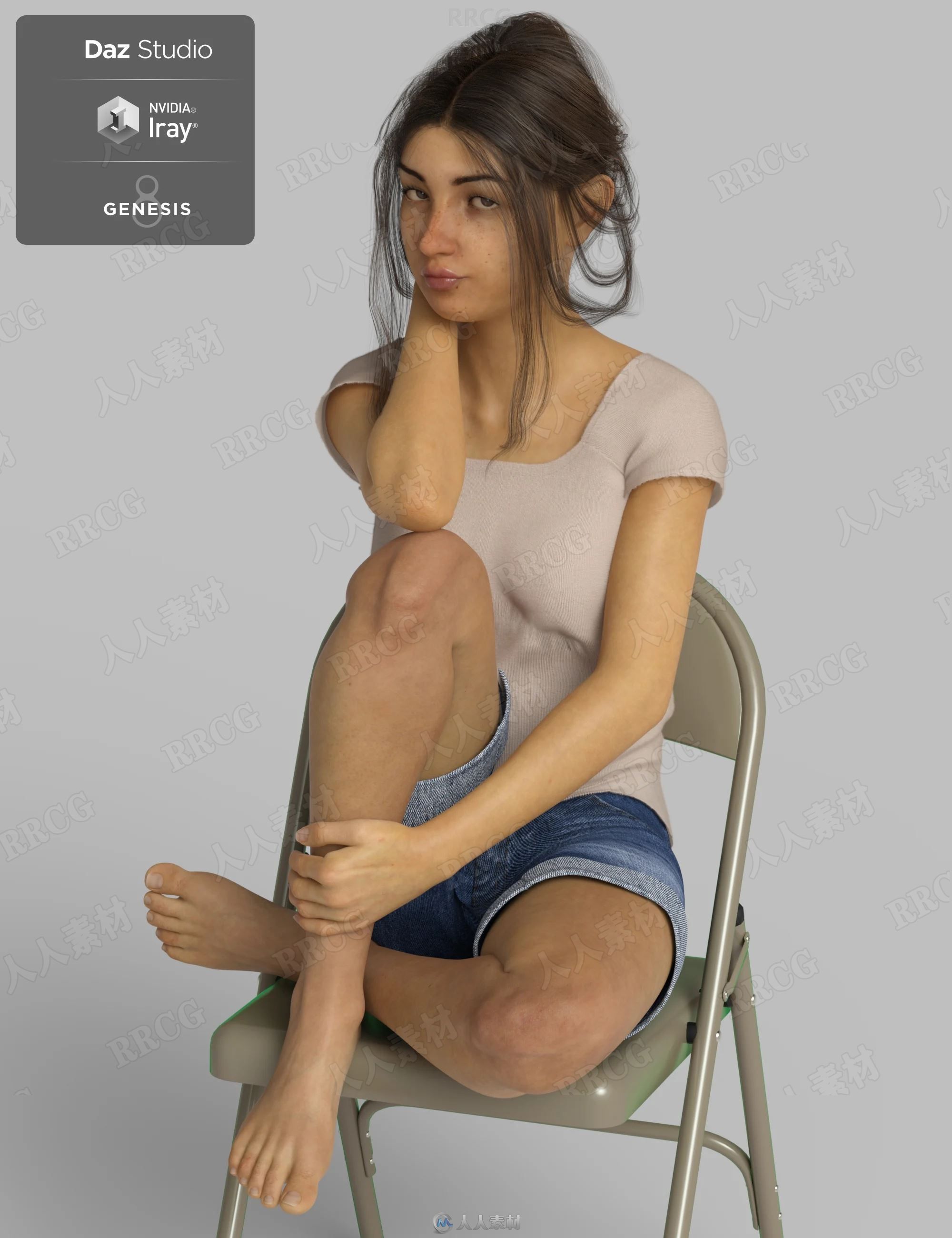 青春知性女性角色日常休闲姿势3D模型合集
