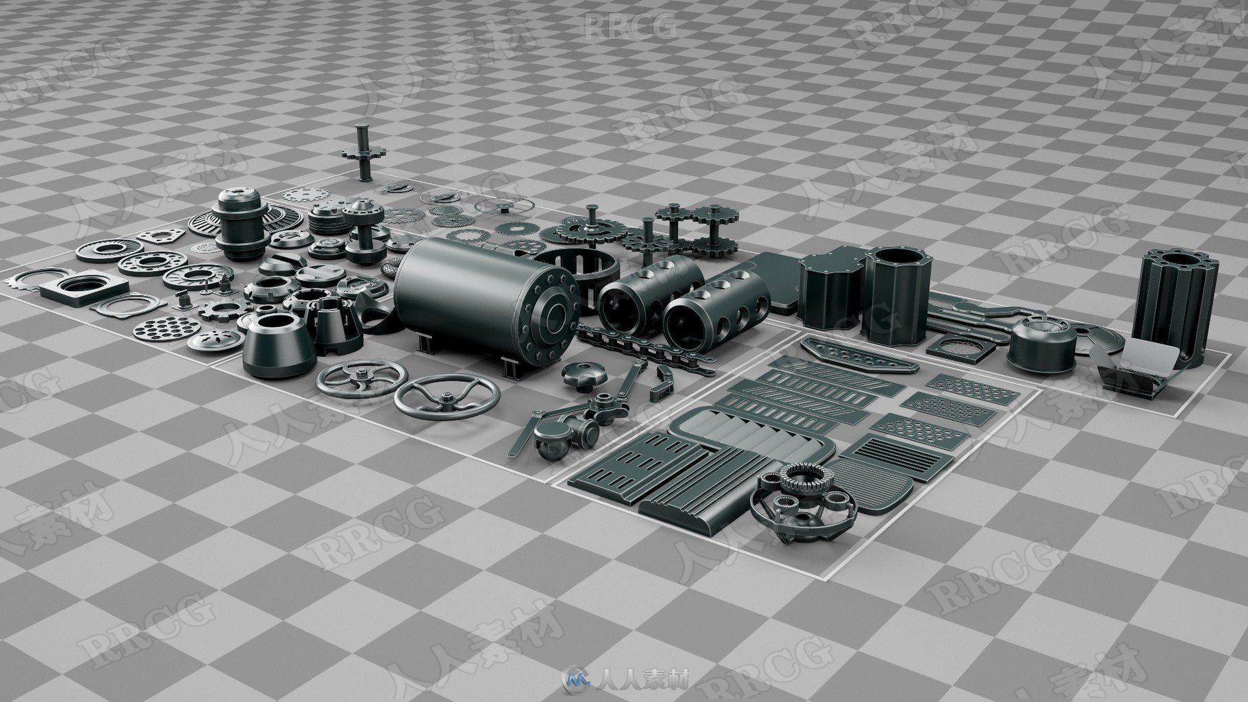 100组蒸汽朋克风格游戏资产硬表面3D模型合集第一季