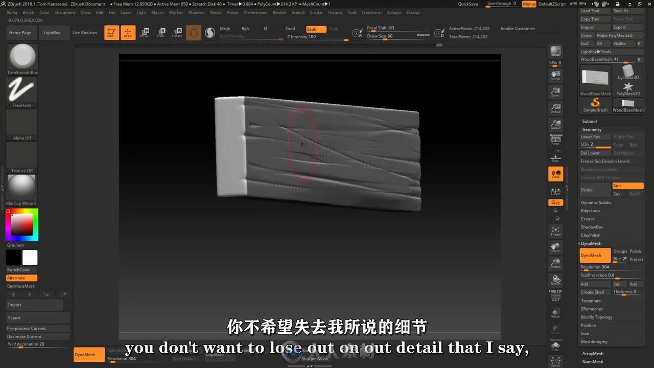 【中文字幕】ZBrush数字雕刻操作基础技能训练频教程