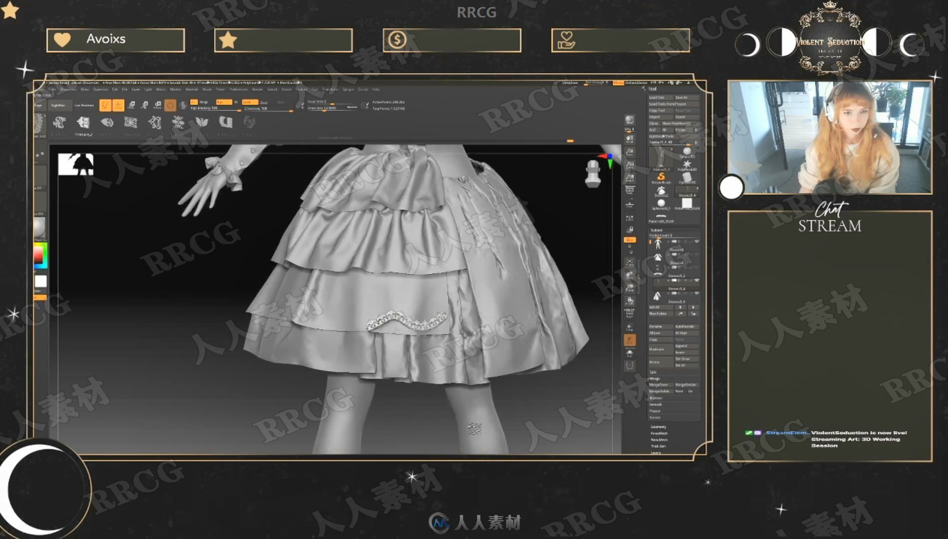 ZBrush 3dsmax SP多利亚哥特式服装的设计建模与贴图制作视频教程