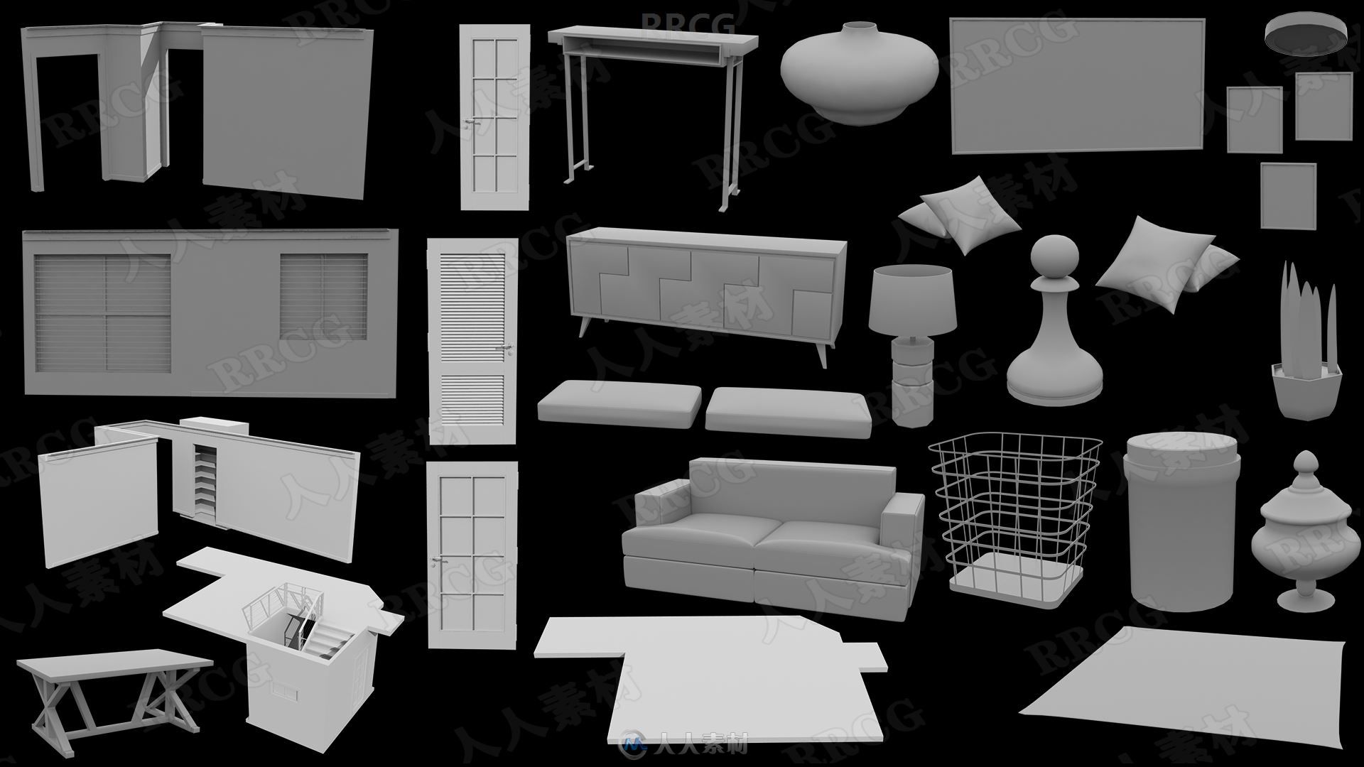 温馨实用功能LOFT公寓室内设计3D模型合集