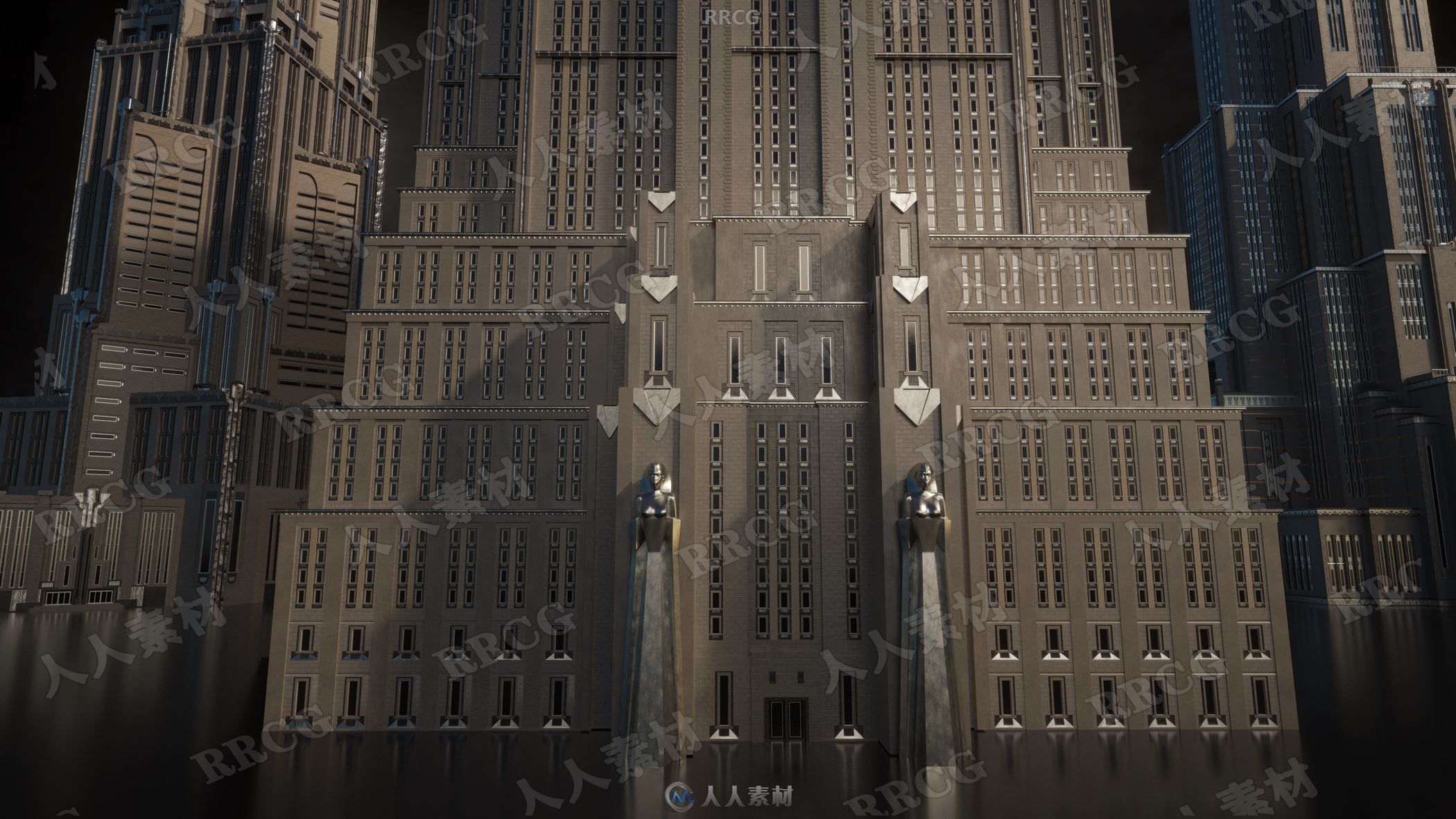 复古巨型泰坦工业城市奖助景观3D模型合集
