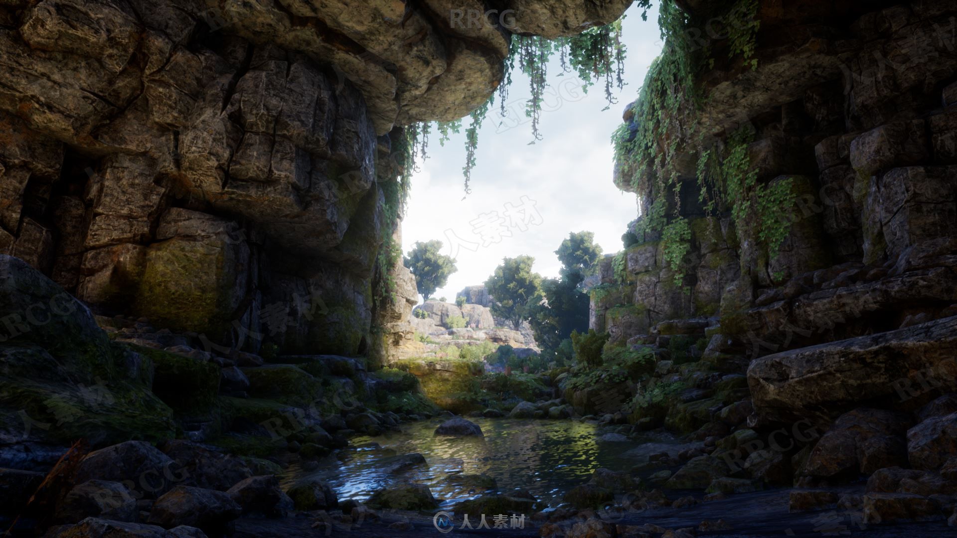 逼真自然森林场景岩石模型Unreal Engine游戏素材资源