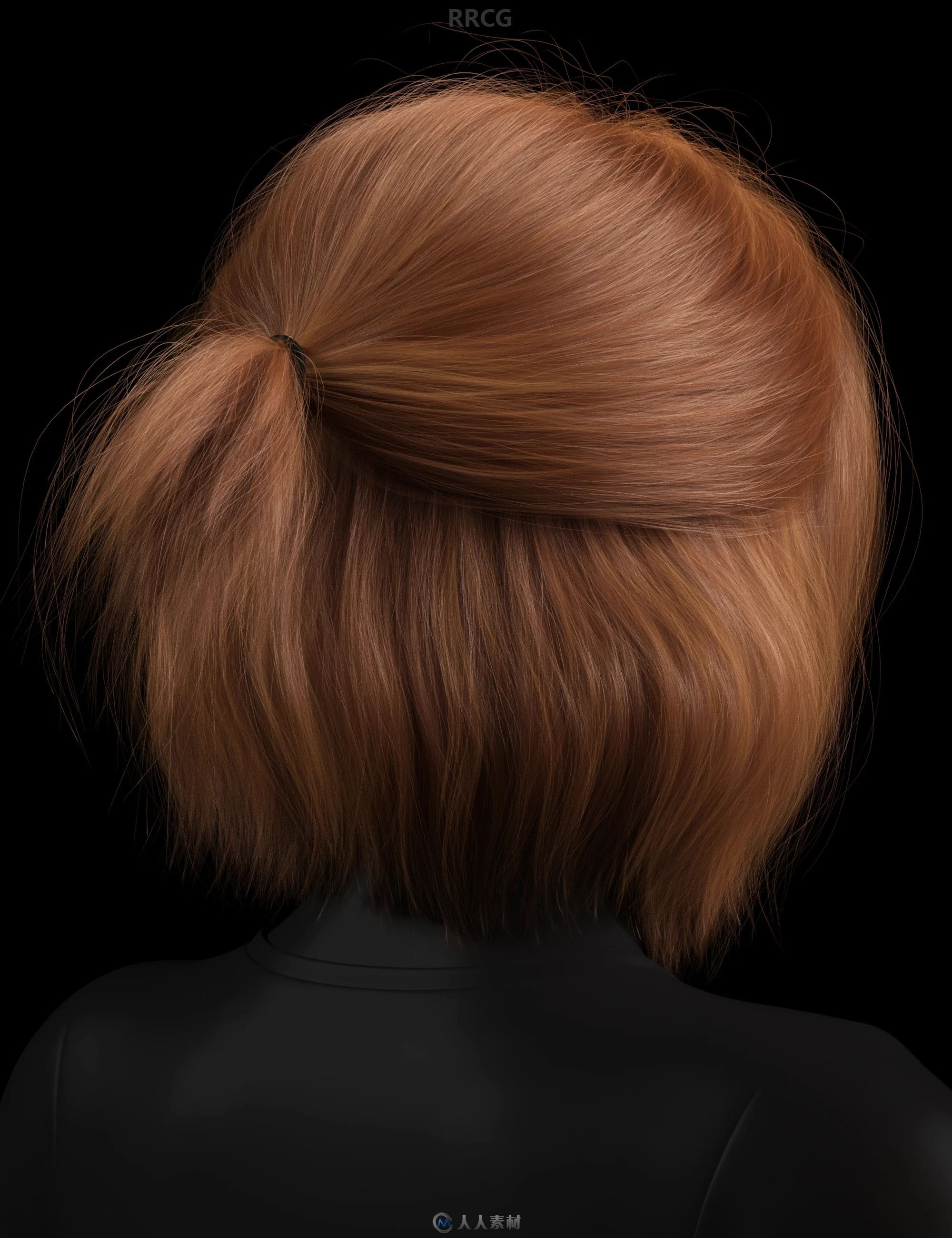 八字刘海半马尾锁骨短发女性不同发色发型3D模型合集