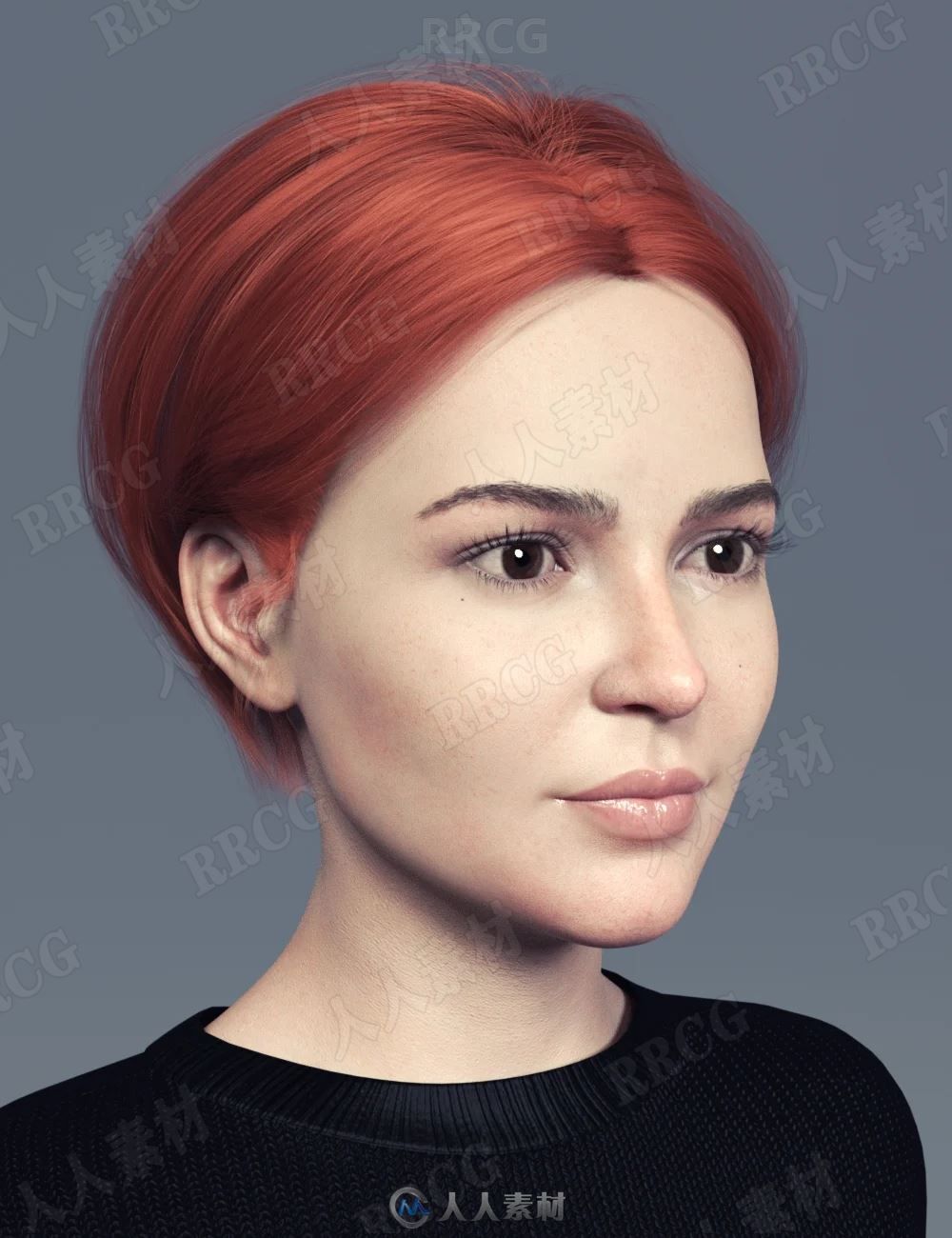 女性齐耳中分短发鲜艳发色3D模型合集