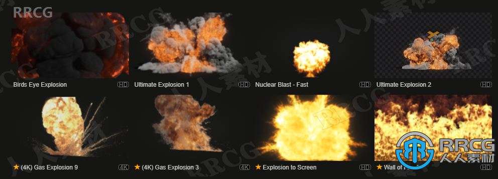 189组爆炸相关烟雾火焰气体相关4K高清视频素材合集