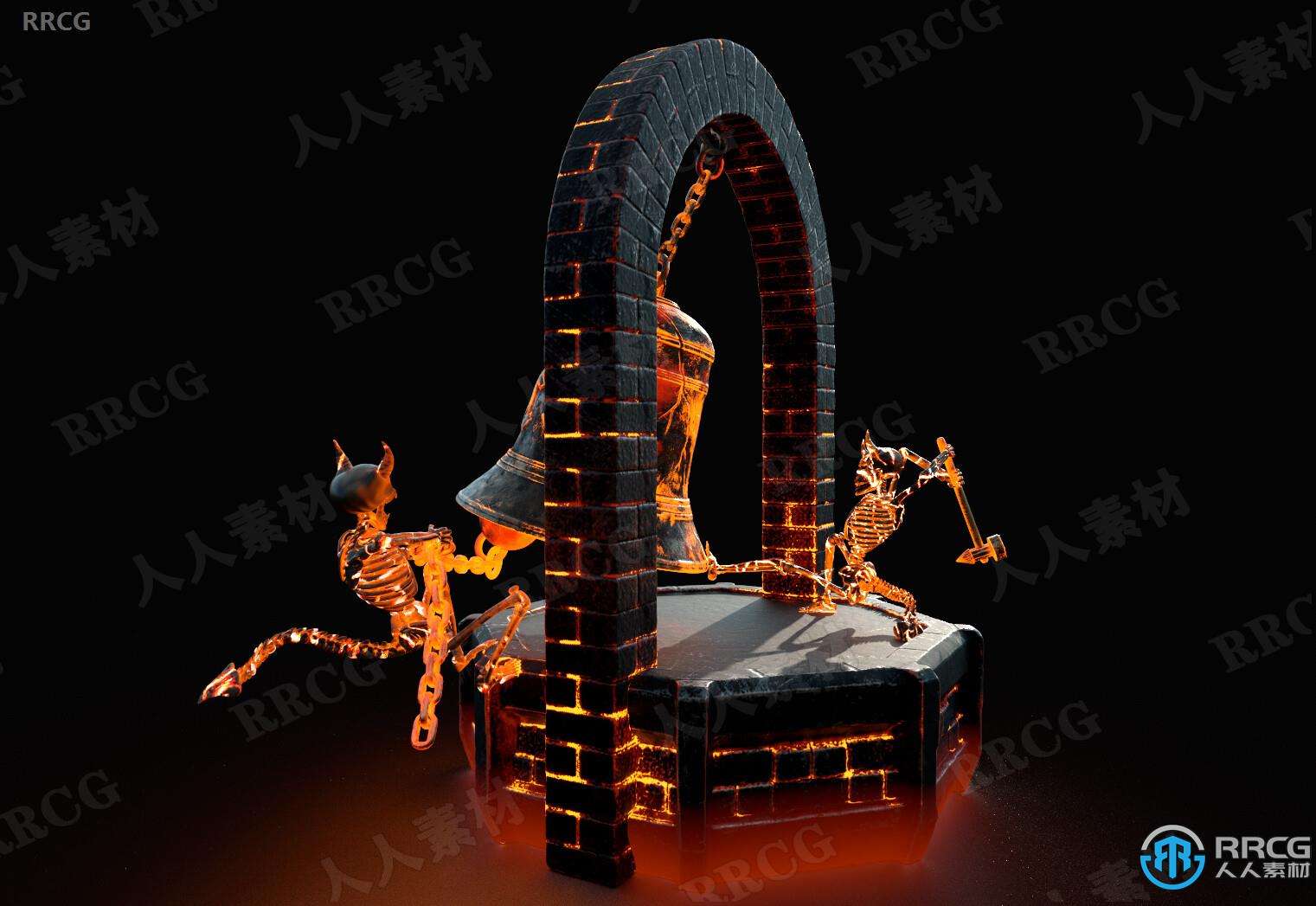 燃烧恶魔地狱钟声雕像3D打印模型