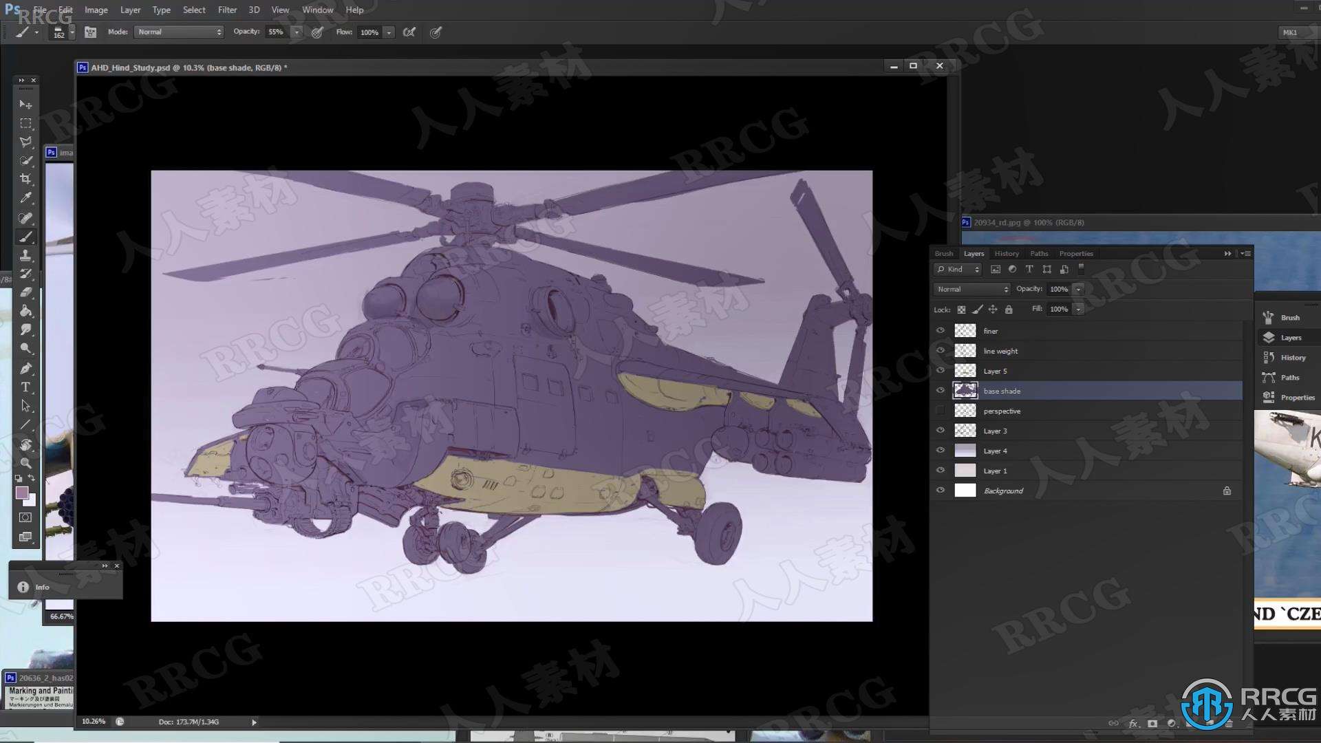军用直升机数字绘画实例训练视频教程
