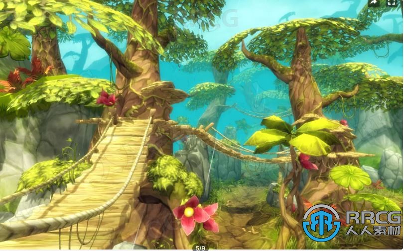 手绘动画效果植被森林3D梦幻场景Unity游戏素材资源