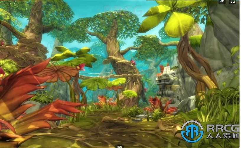 手绘动画效果植被森林3D梦幻场景Unity游戏素材资源