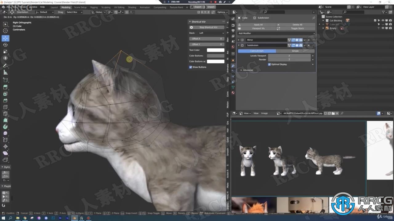 【中文字幕】Blender与SP猫咪动物建模与纹理实例制作视频教程
