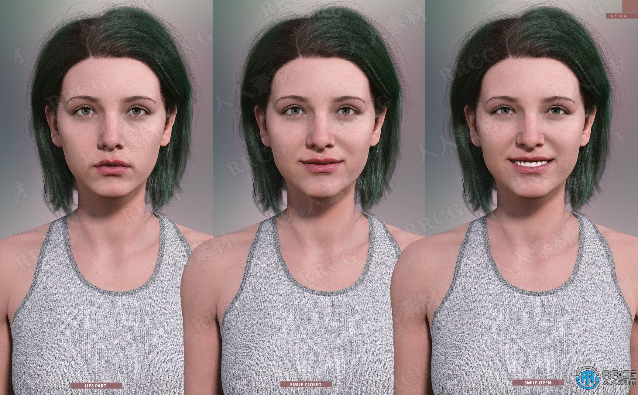 欧美年轻女性短发站立角色3D模型合集