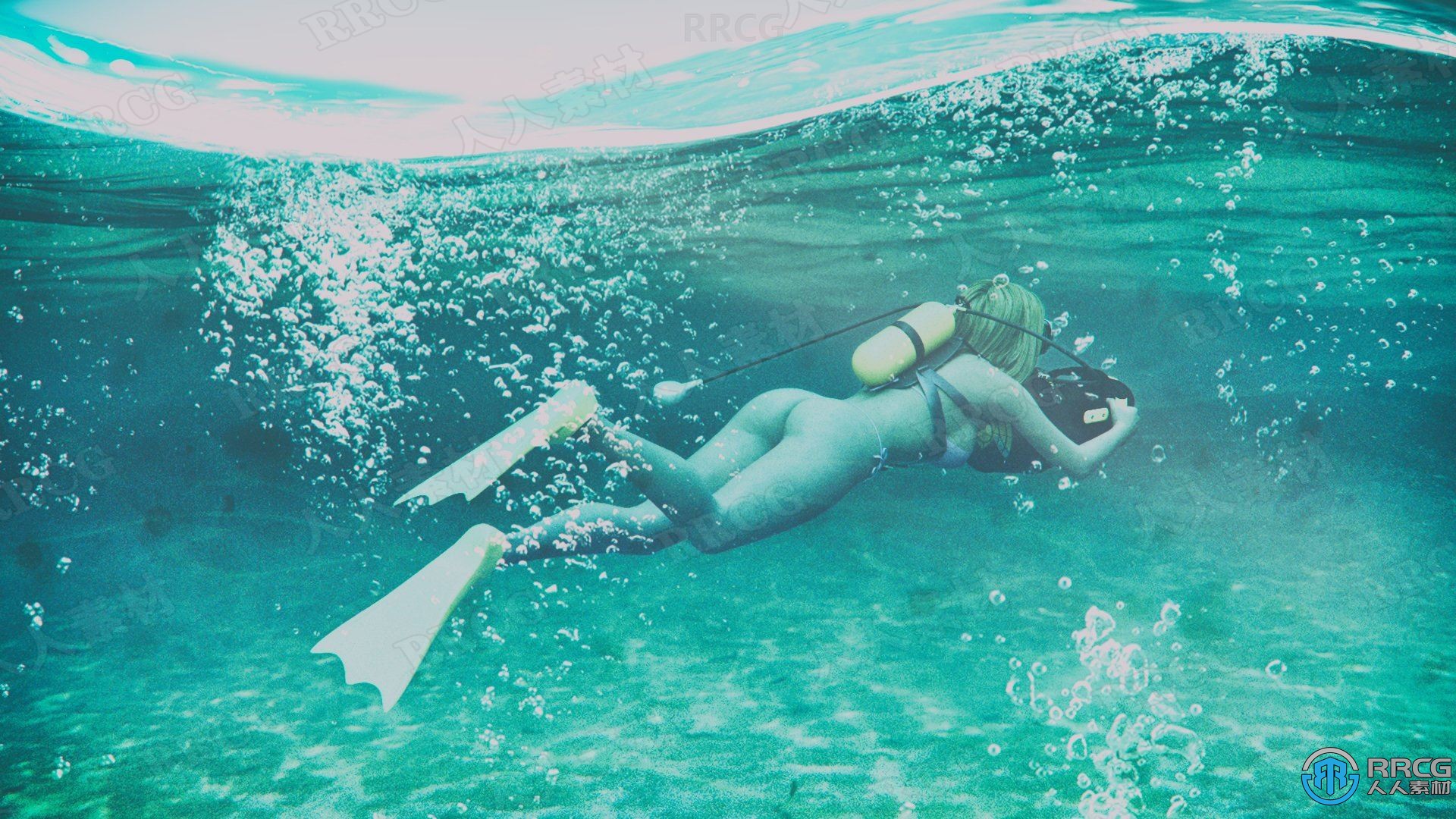 夏季水上冲浪海上运动道具人物姿势3D模型合集