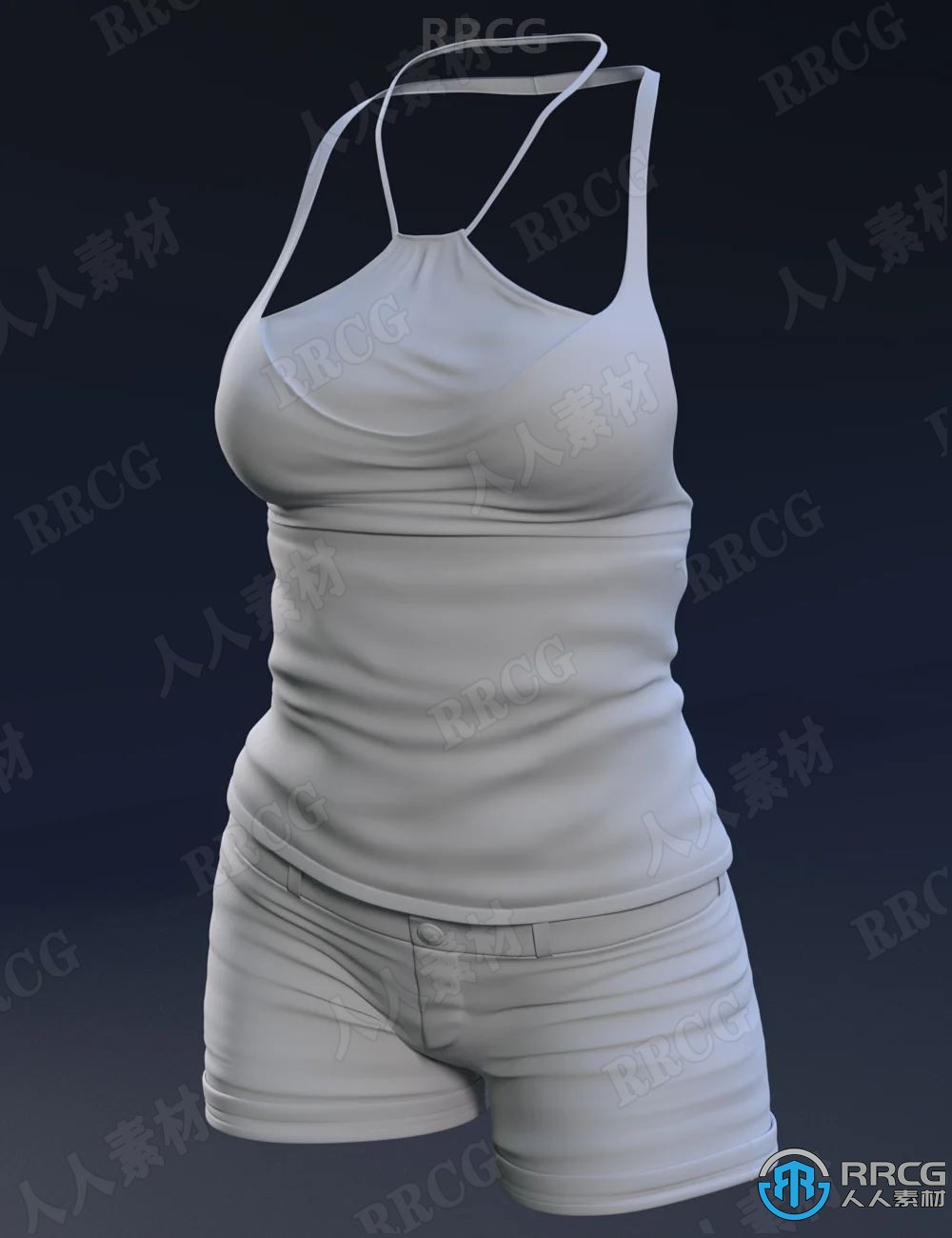 夏季凉爽女性吊带服饰套装3D模型合集