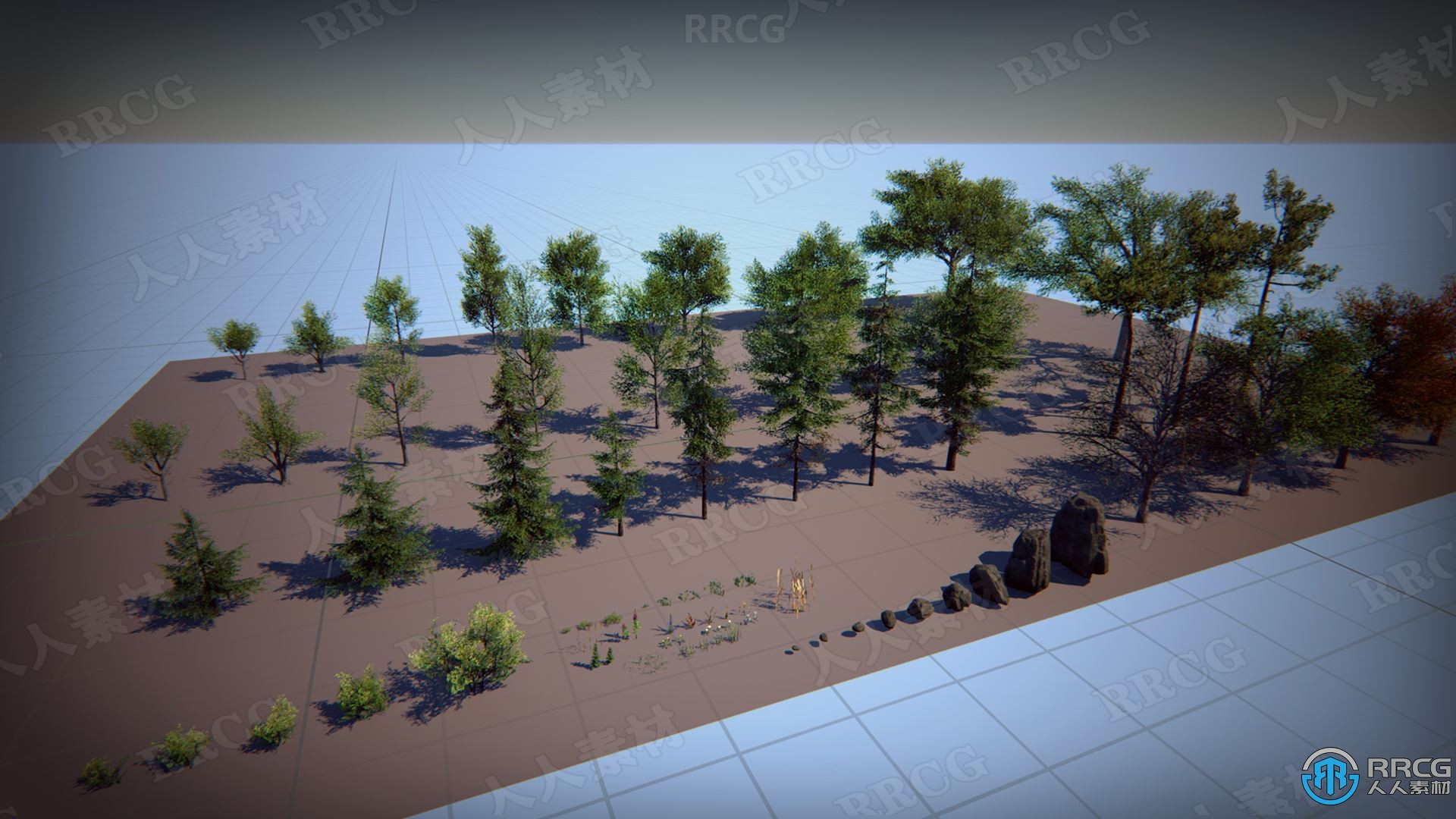 高质量自然森林植被树木模型Unreal Engine游戏素材资源