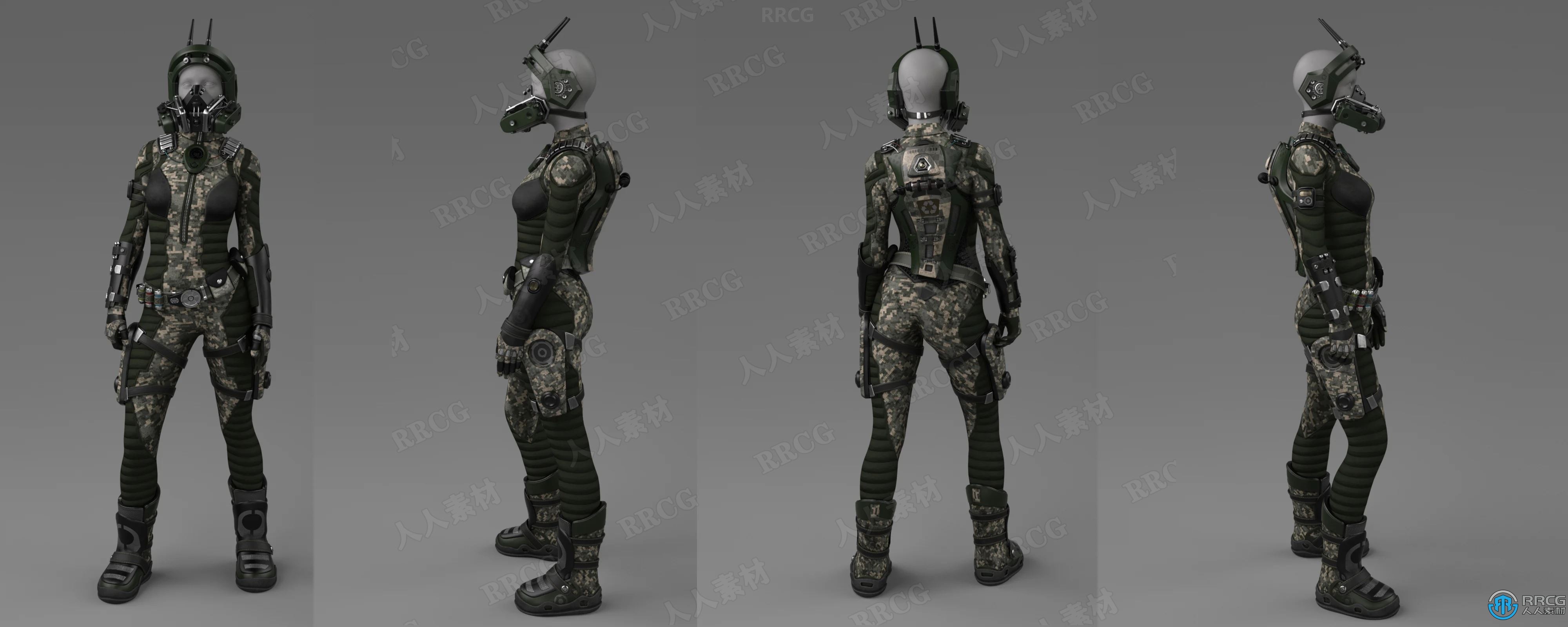 女性机甲装备飞行员角色3D模型合集