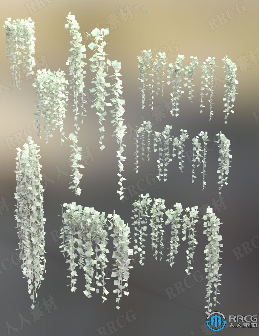 常春藤植物悬垂植被场景3D模型合集