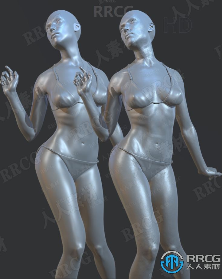高清女性人物头部身体附加组件3D模型合集