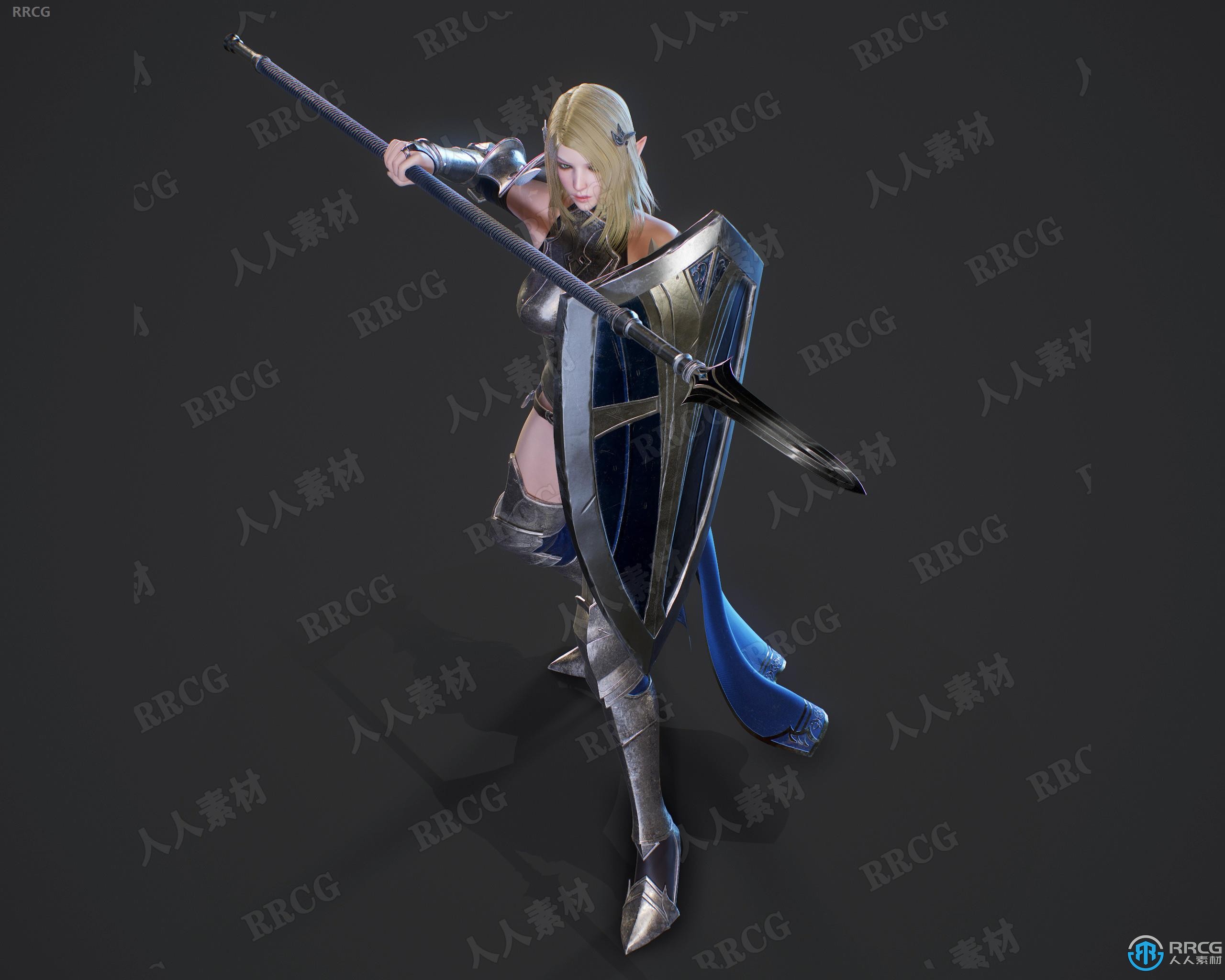 精灵圣骑士人物角色高质量游戏3D模型