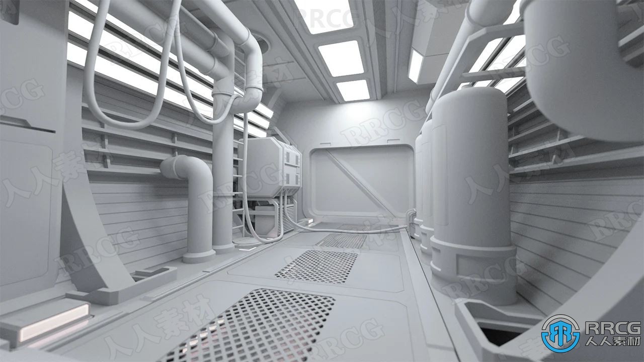 科幻工业内部走廊结构环境场景3D模型合集