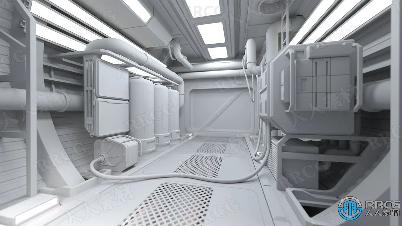 科幻工业内部走廊结构环境场景3D模型合集