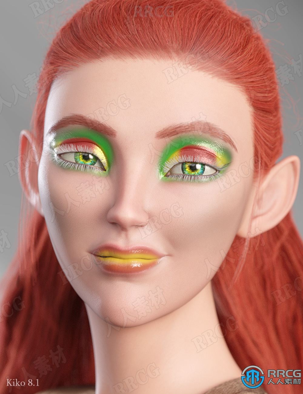 女性夸张浓烟妆容着色器3D模型合集