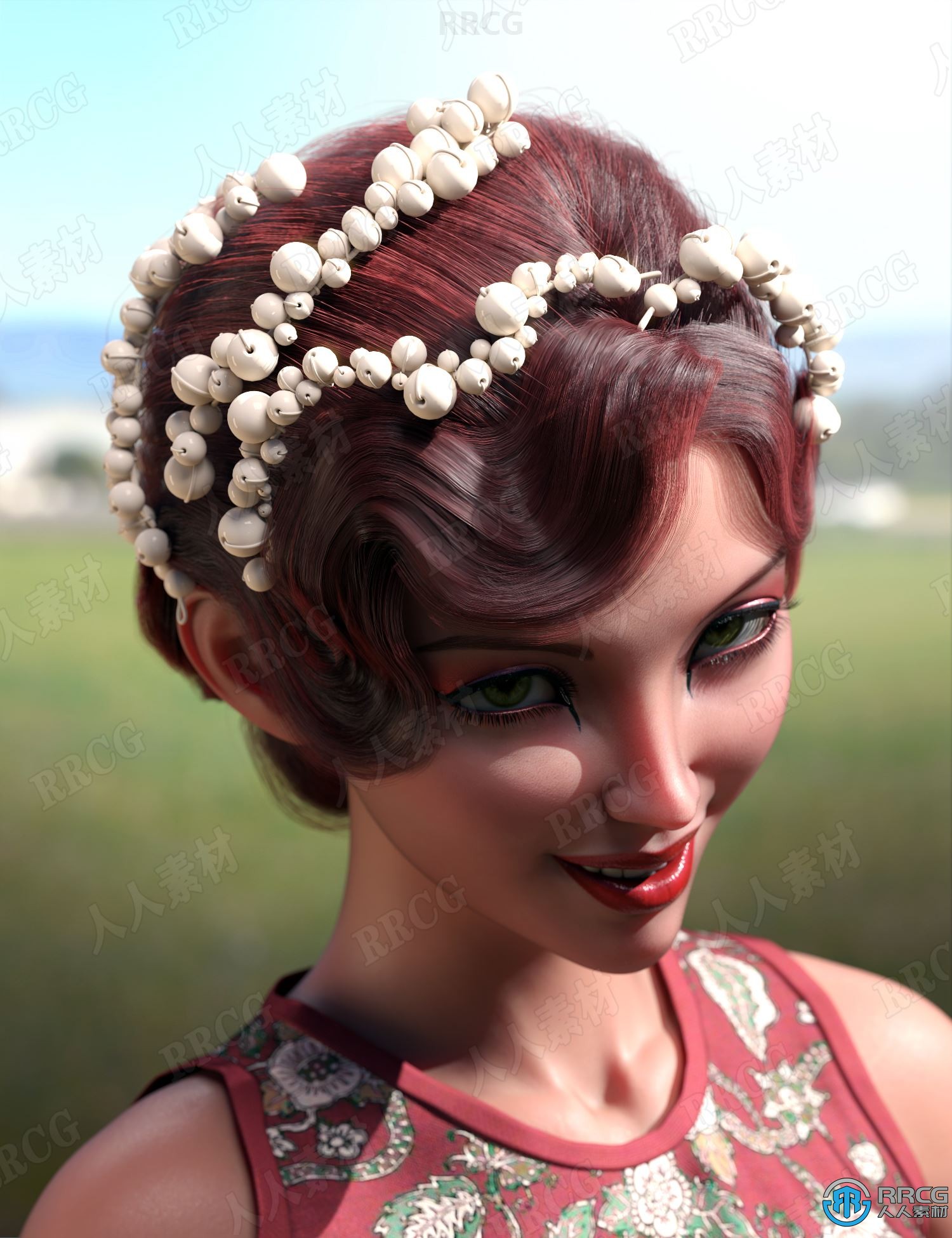 经典高贵波浪刘海造型盘发女性发型3D模型合集