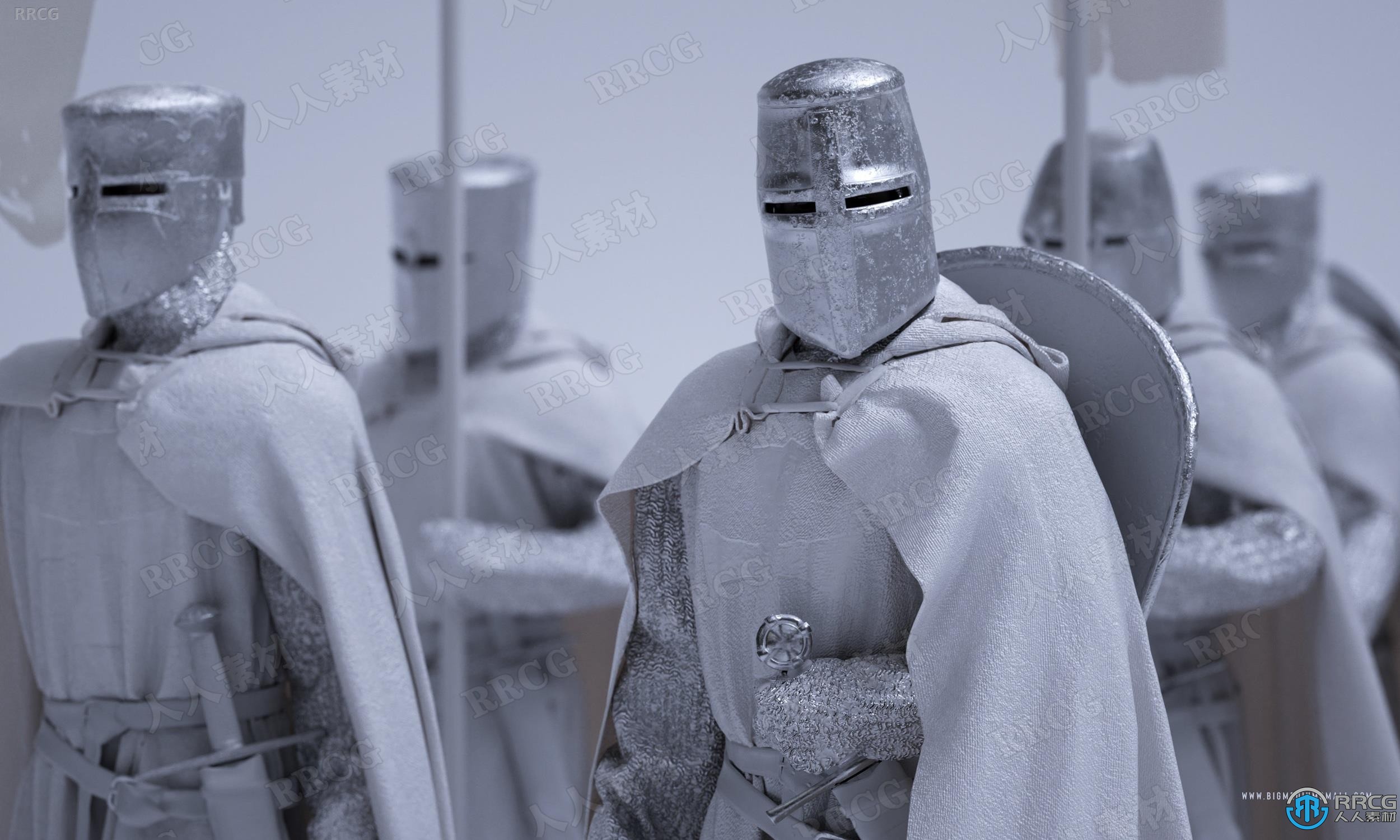 中世纪逼真城堡军队武器等元素3D模型合集