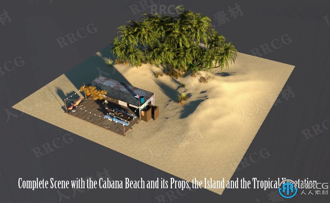 海滩度假休闲简易小屋环境场景3D模型合集
