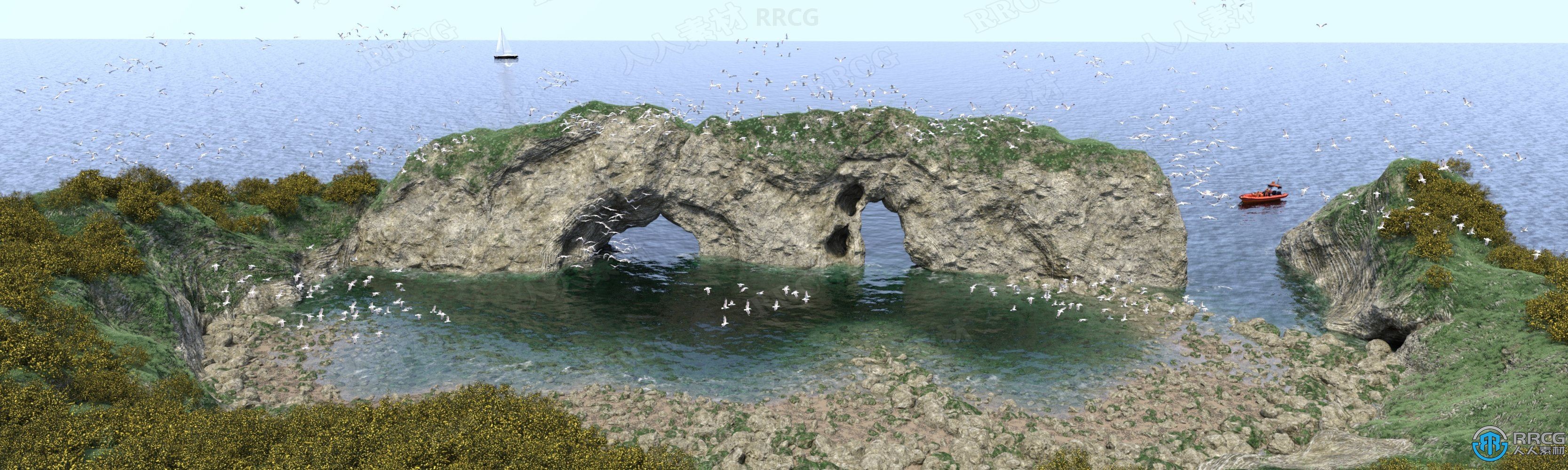 自然海岸拱湾环境场景3D模型合集