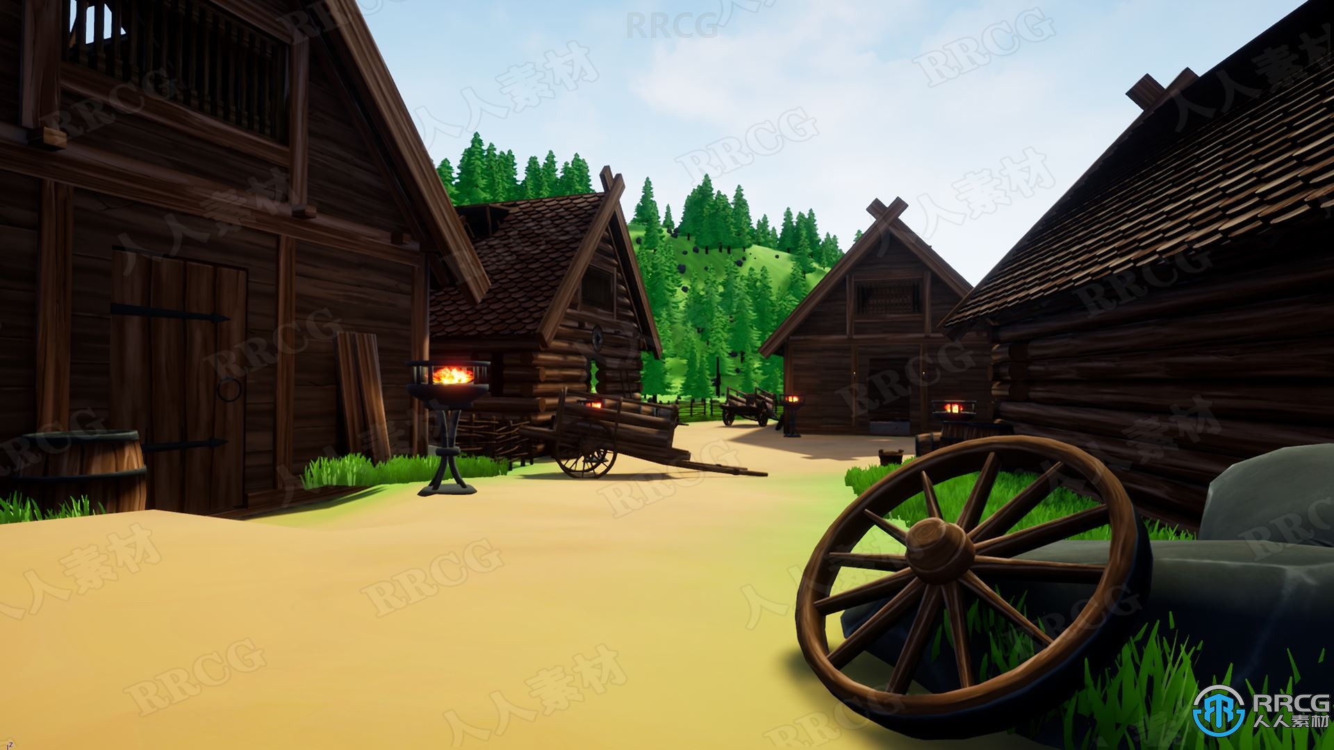 风格化卡通室外森林小木屋环境场景Unreal Engine游戏素材资源