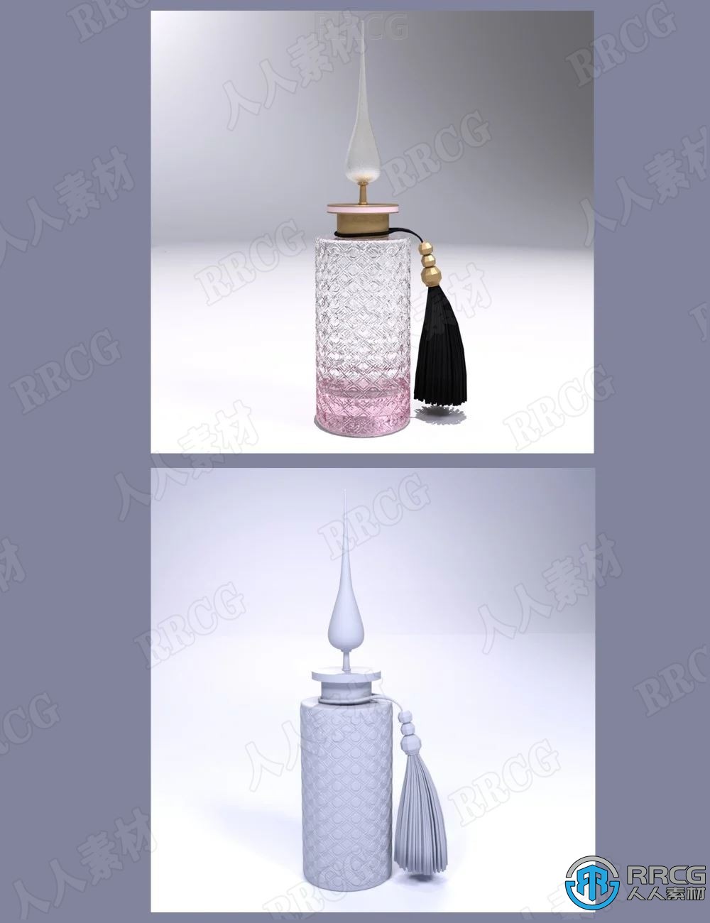 复古华丽高级流苏雾化泵香水瓶3D模型合集