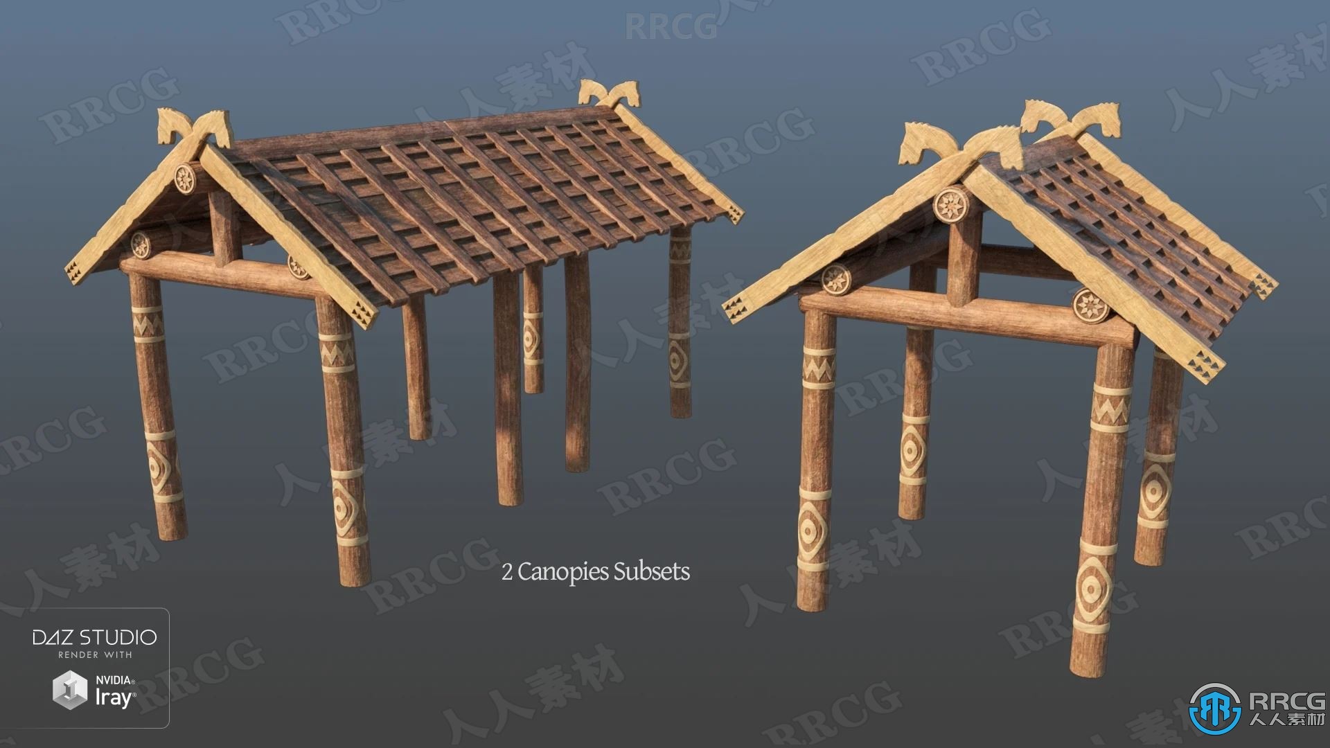 木质复古魔幻村庄道具场景3D模型合集