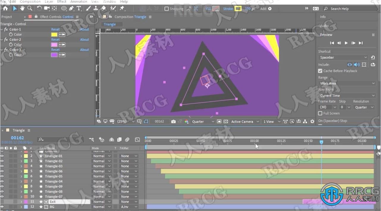 AE创建彩色动态图形过渡转场效果工作流程视频教程