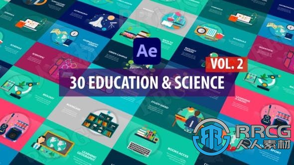教育與科學卡通圖形宣傳展示動畫AE模板