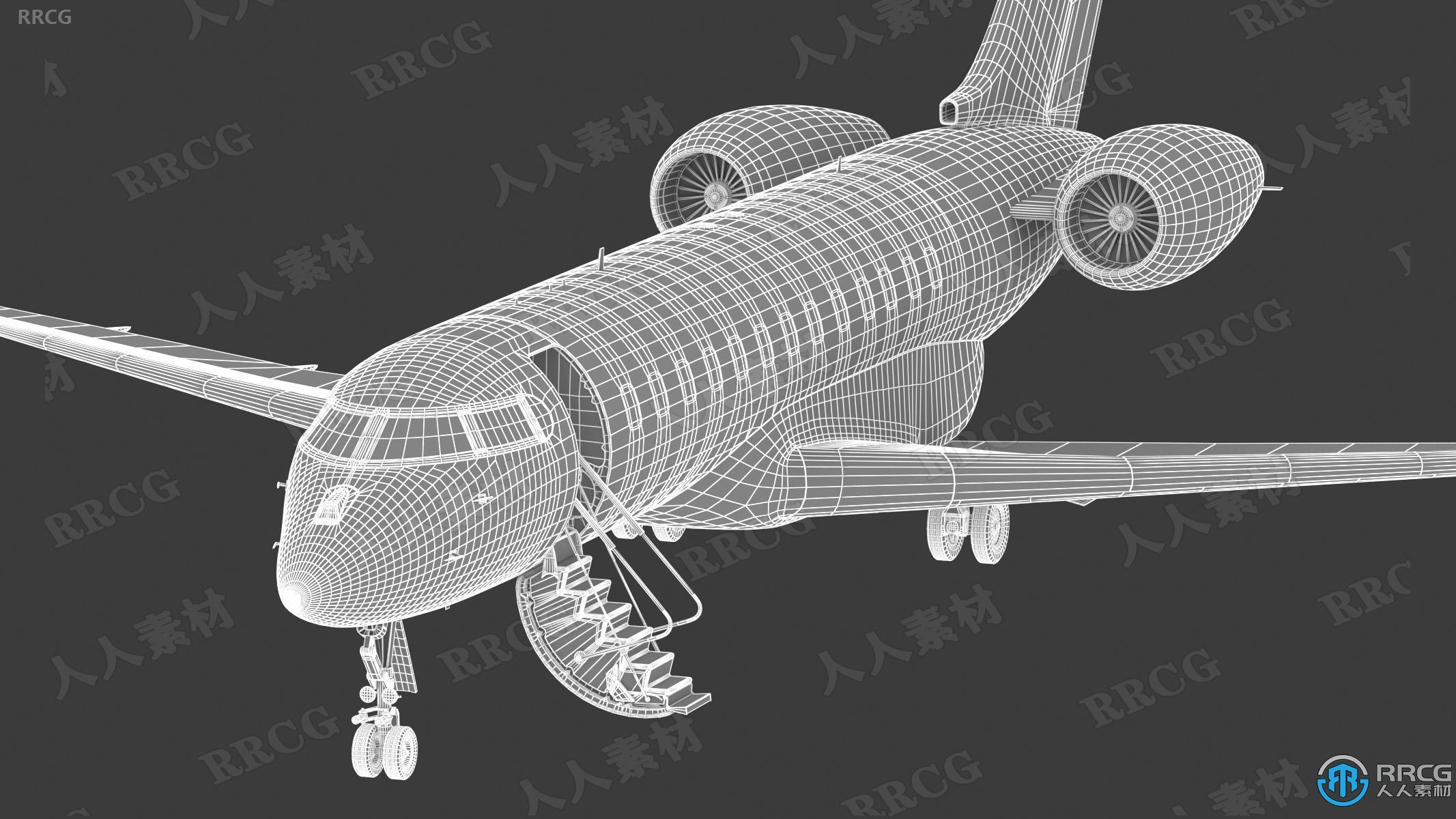 顶级公务机环球6000庞巴迪制作客机飞机高质量3D模型