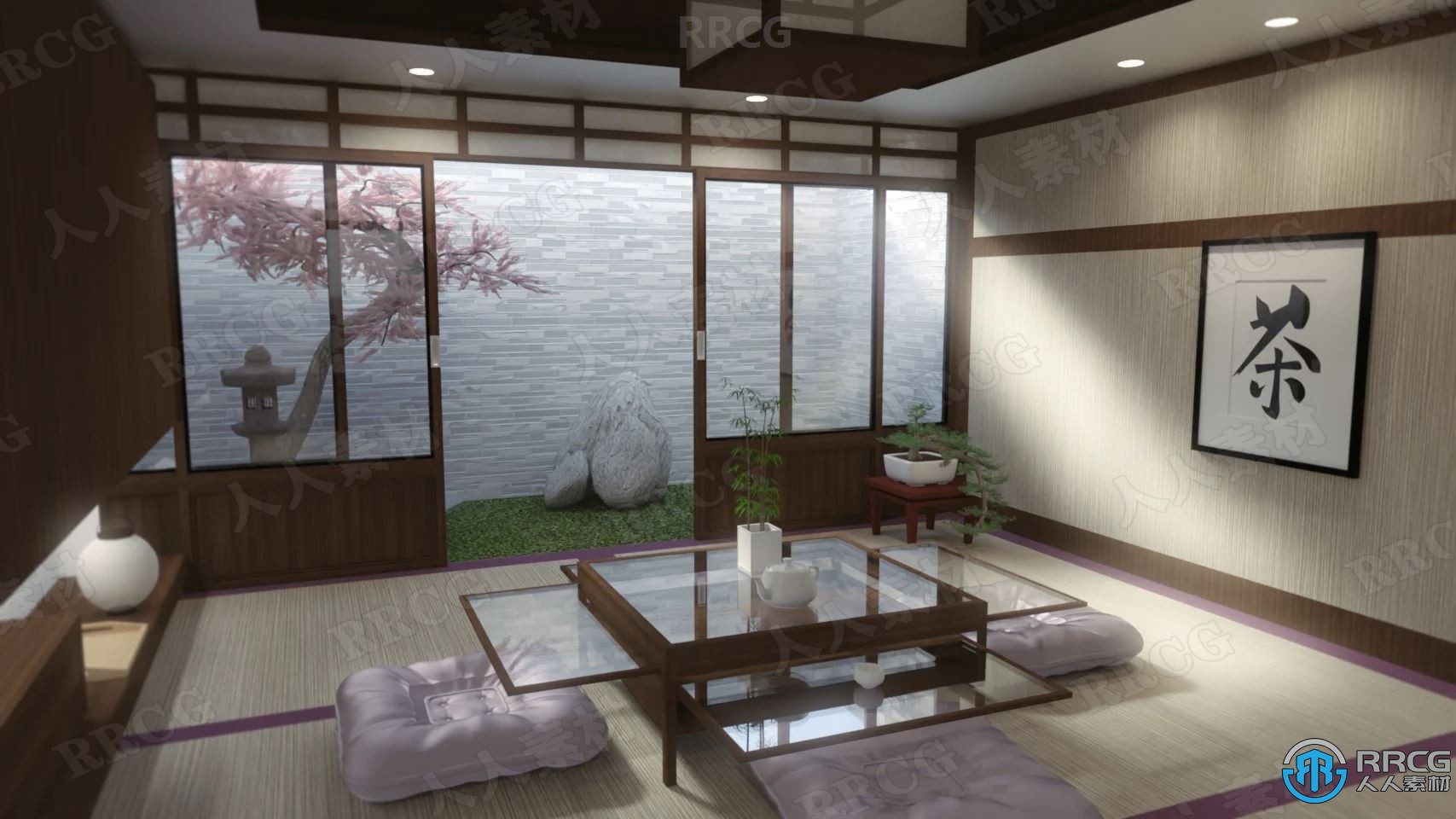 日式装修风格餐厅茶馆室内设计3D模型合集