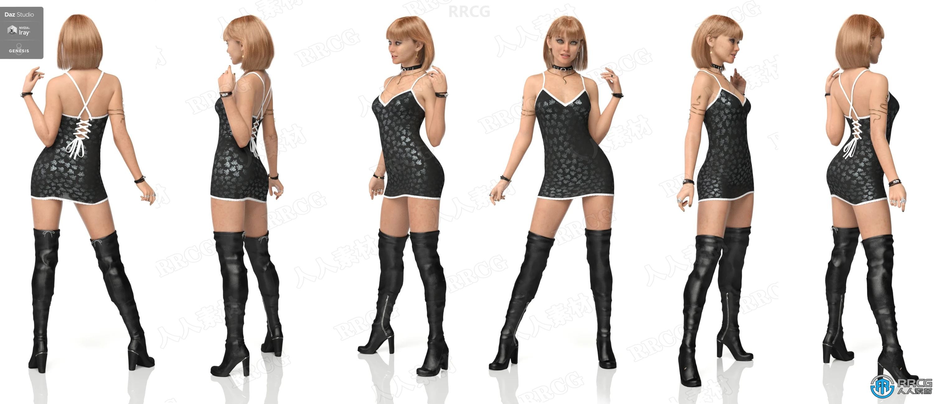 时尚短发逼真皮肤女性角色3D模型合集
