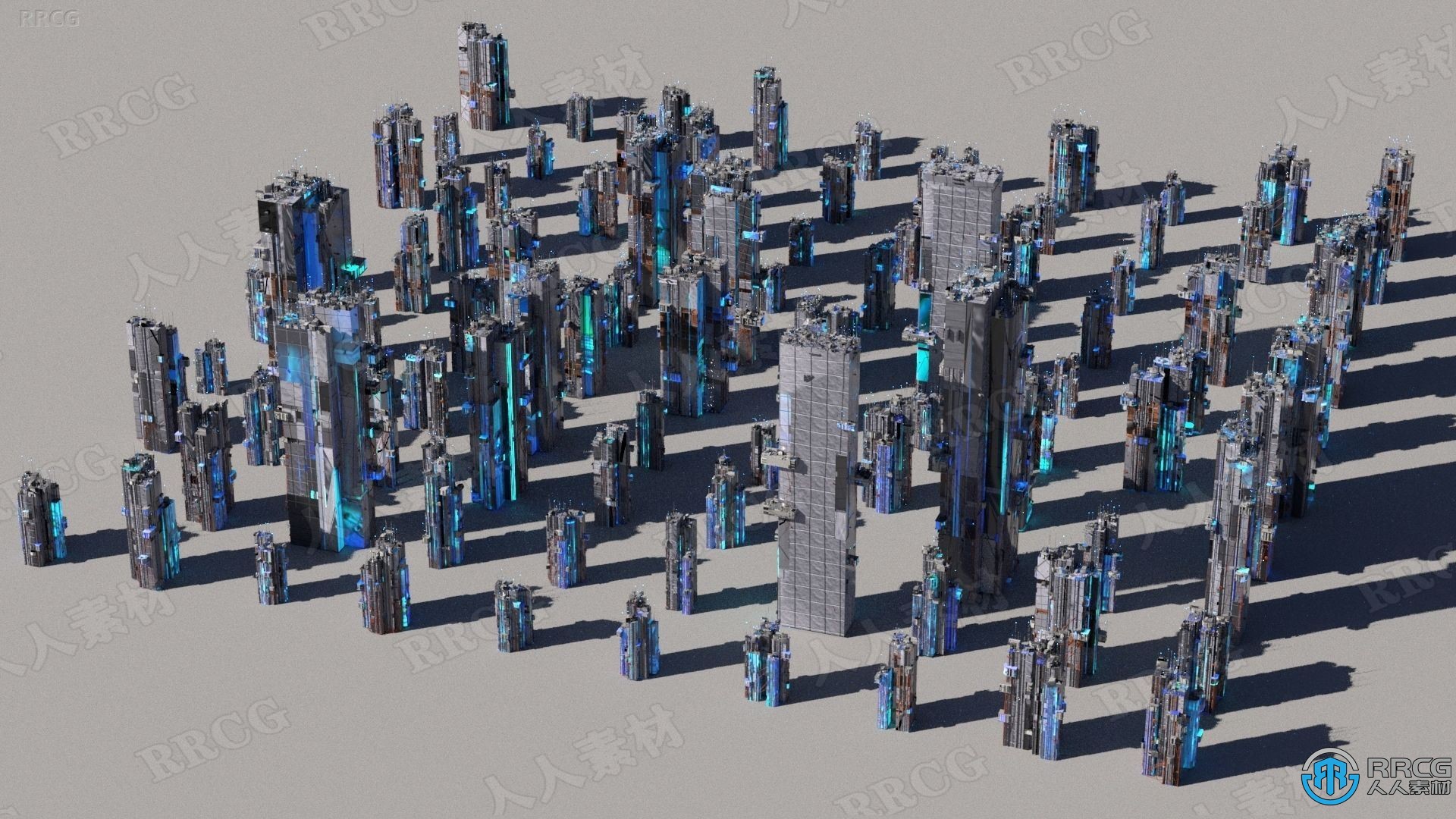 100组超酷赛博朋克科幻城市建筑景观3D模型合集